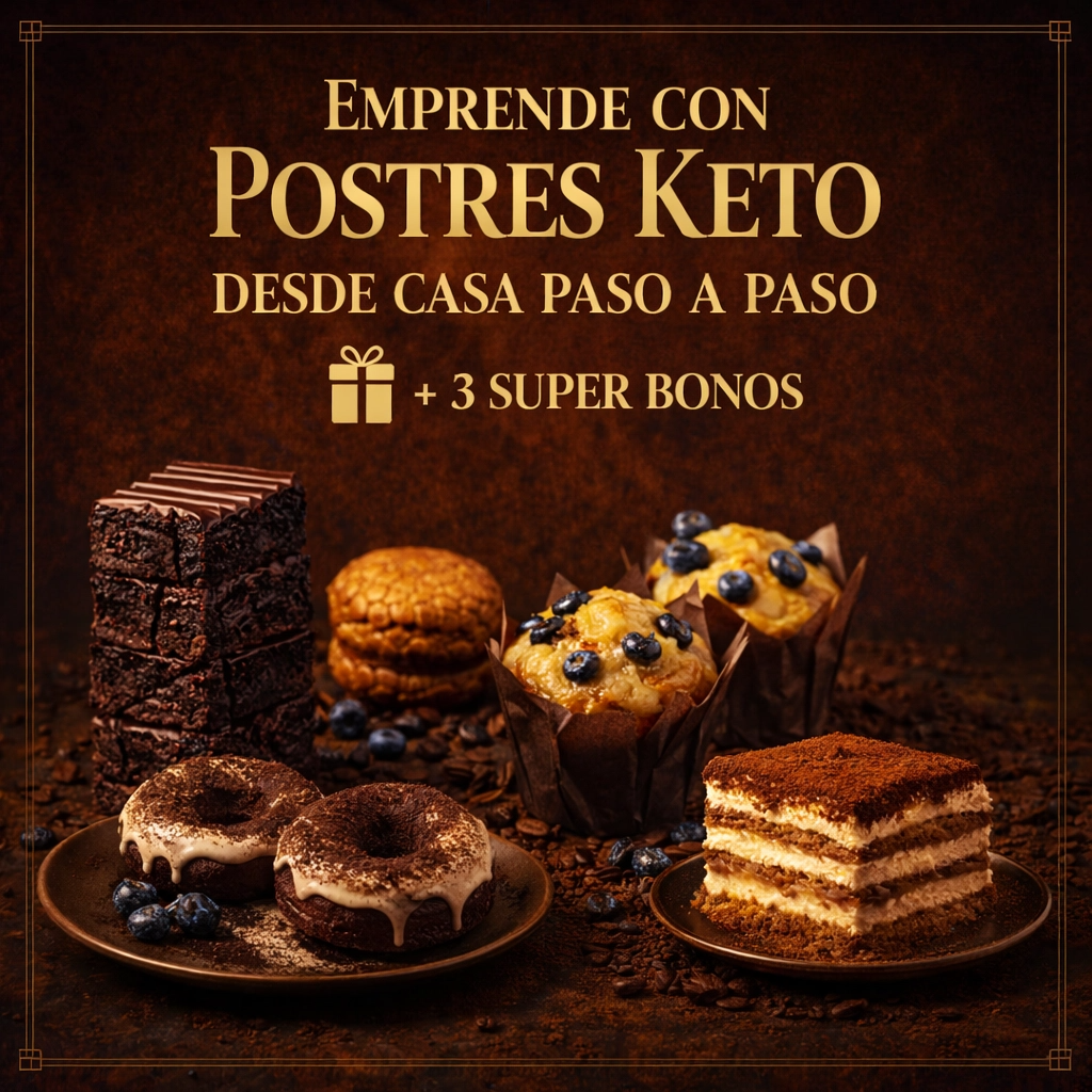 "EMPRENDE CON POSTRES KETO +3 BONOS Y GANA 300 MIL AL MES"